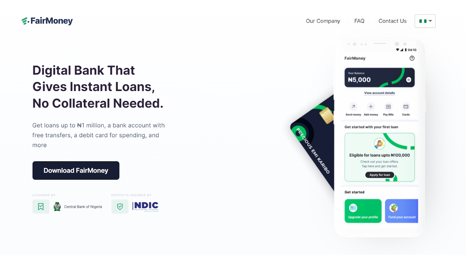 Where can I get a loan of 500k in Nigeria, fairmoney